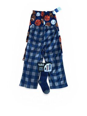 Up-Late Boys 2 Pack Pajama Pants with Cozy Socks Size Small (4/5)